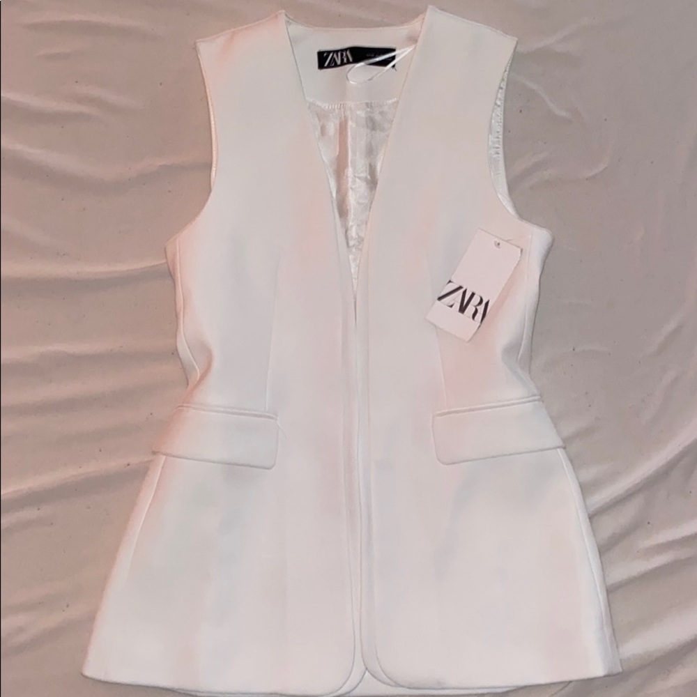ZARA NWT white sleeveless blazer vest XS